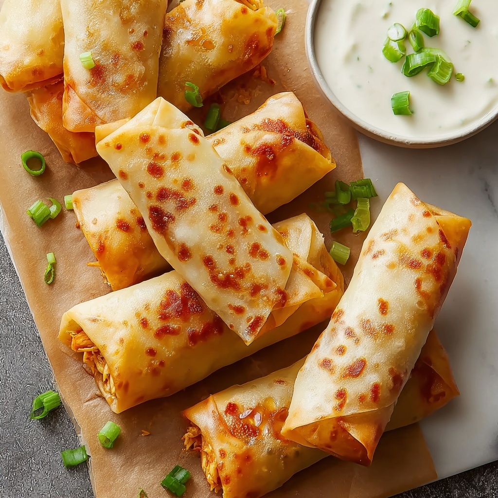 Crispy Oven-Baked Buffalo Chicken Egg Rolls Recipe - Recipe Image