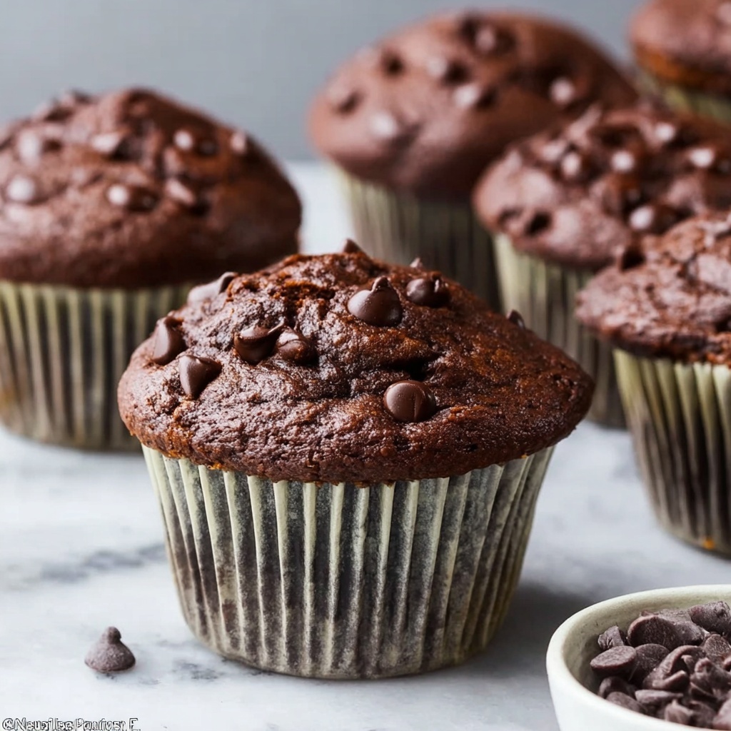 Double Chocolate Banana Muffins Recipe - Recipe Image