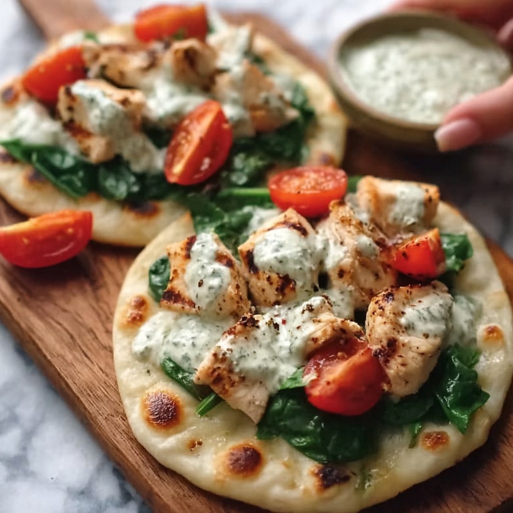 Tzatziki Chicken & Veggie Naan Pizza Recipe - Recipe Image