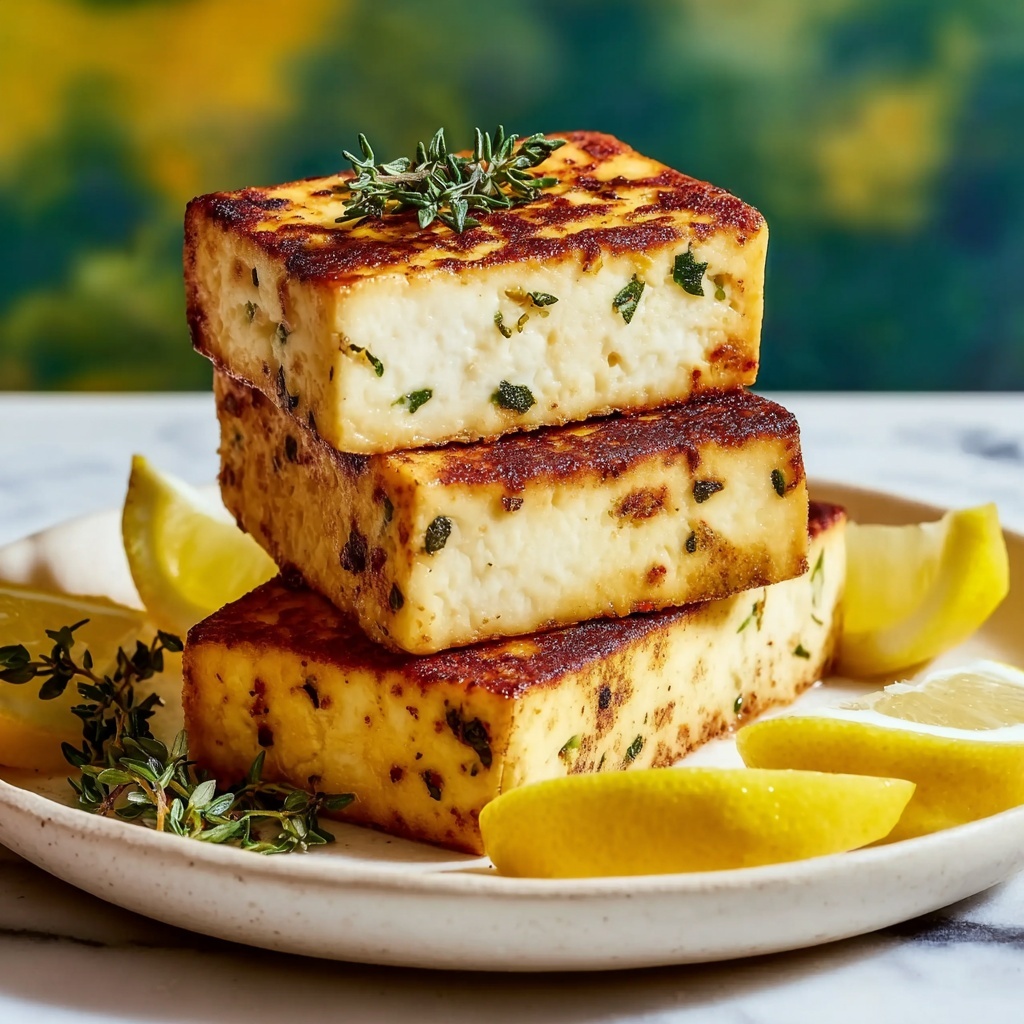 Zesty Baked Tofu Steaks with Lemon and Garlic Recipe - Recipe Image