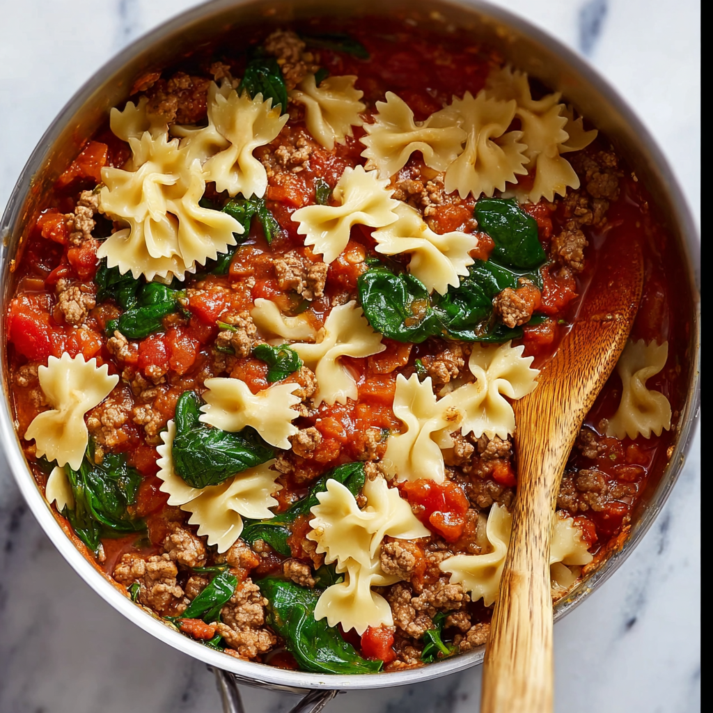 Tomato Spinach Sausage Pasta Recipe - Recipe Image