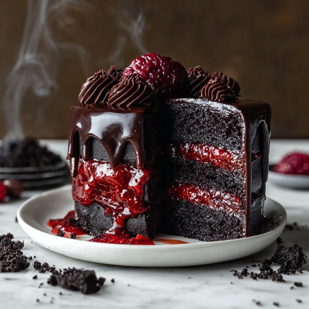 Black Velvet Halloween Cake with Blackberry Bliss Recipe - Recipe Image