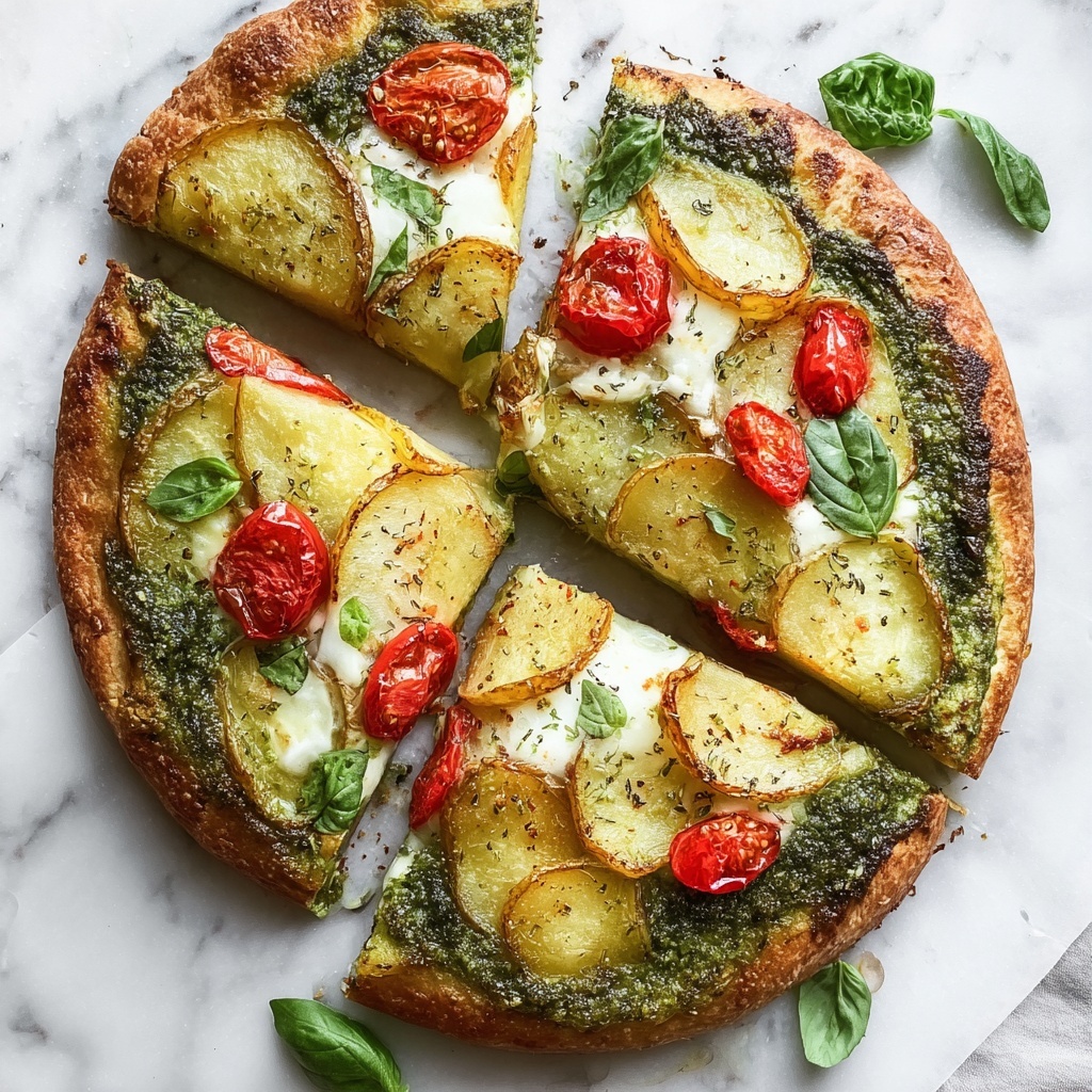 Vegan Pesto Stuffed Crust Pizza with Yukon Gold Potatoes Recipe - Recipe Image