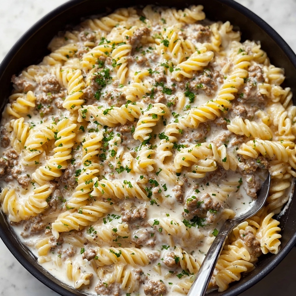 Stovetop Creamy Ground Beef Pasta Recipe - Recipe Image
