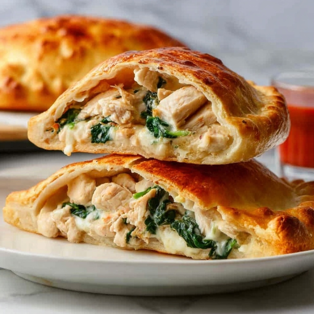 Creamy Chicken and Spinach Calzone Recipe - Recipe Image