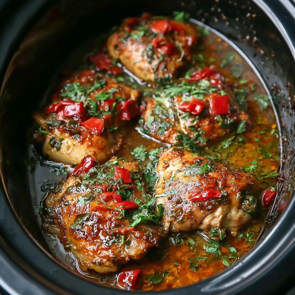 Slow Cooker Tuscan Chicken Thighs Recipe - Recipe Image