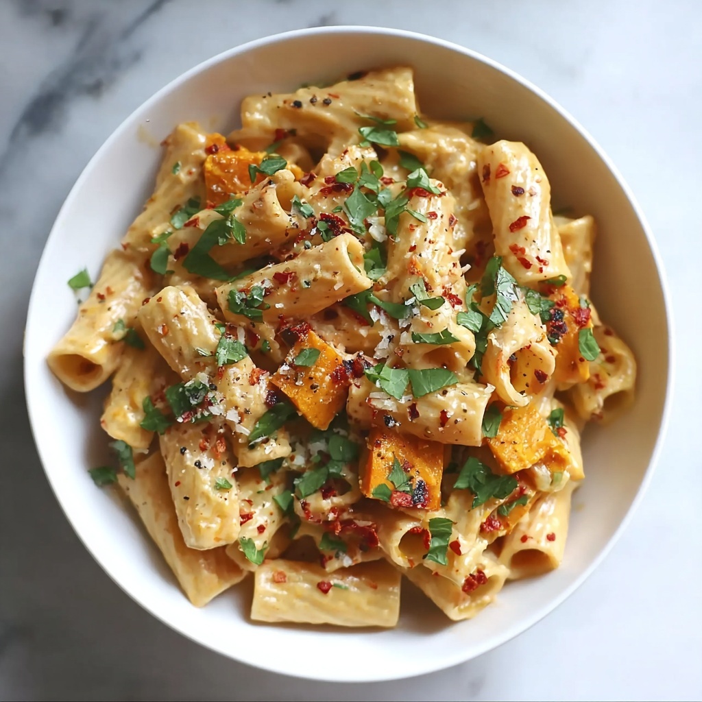 Butternut Squash Pasta with Creamy Garlic Sauce Recipe - Recipe Image