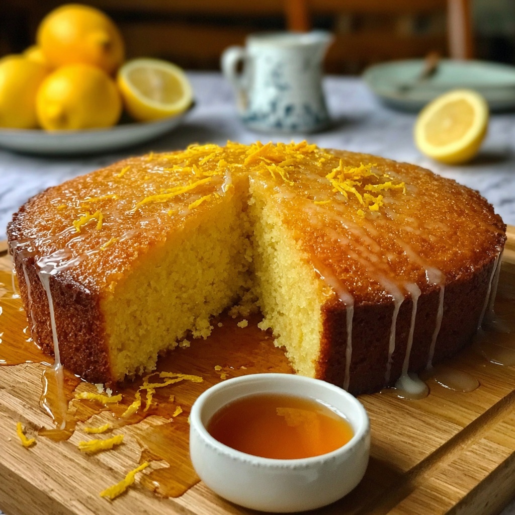 Semolina Cake with Yogurt and Lemon Zest Drizzle Recipe - Recipe Image