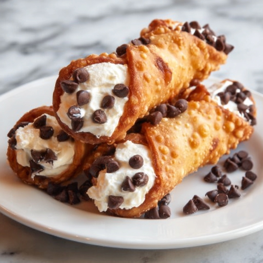 Cannoli Bites: Crispy Shells Filled with Ricotta and Mini Chocolate Chips Recipe - Recipe Image