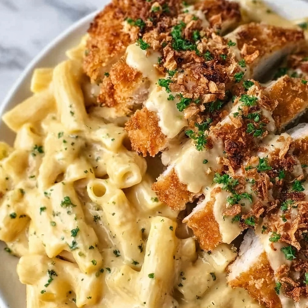 Crispy Chicken with Creamy Parmesan Pasta Recipe - Recipe Image