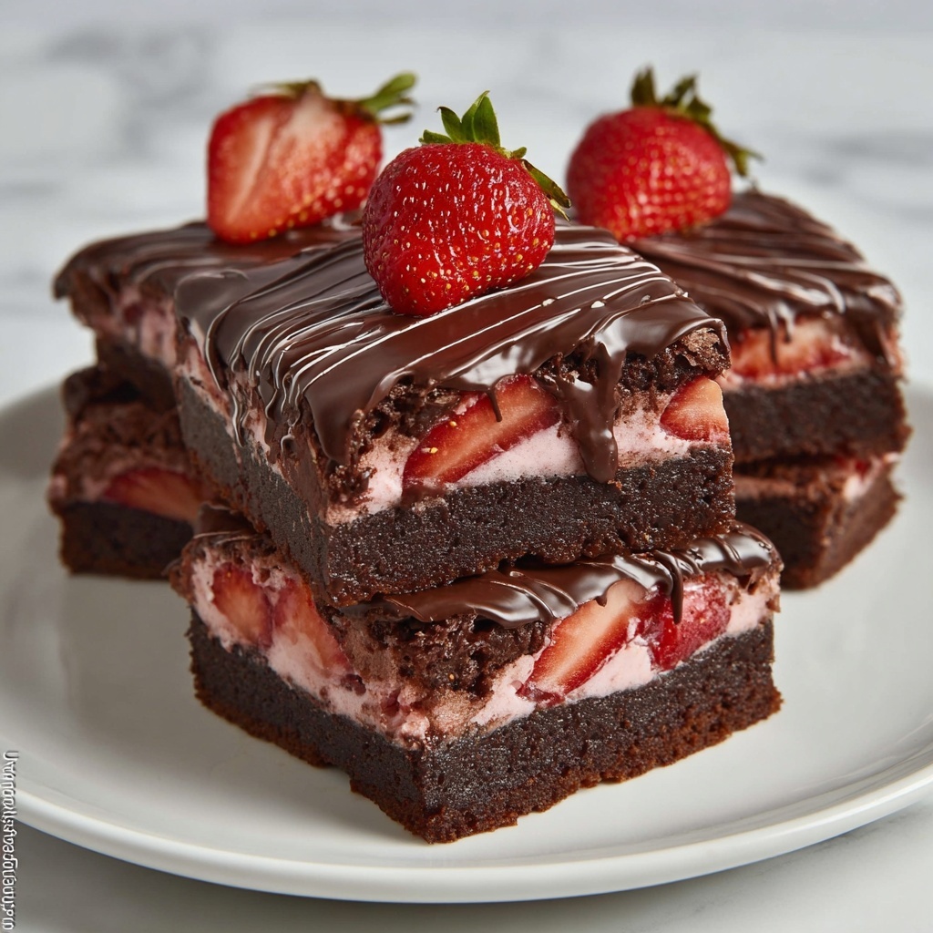 Chocolate Covered Strawberry Brownies Recipe - Recipe Image
