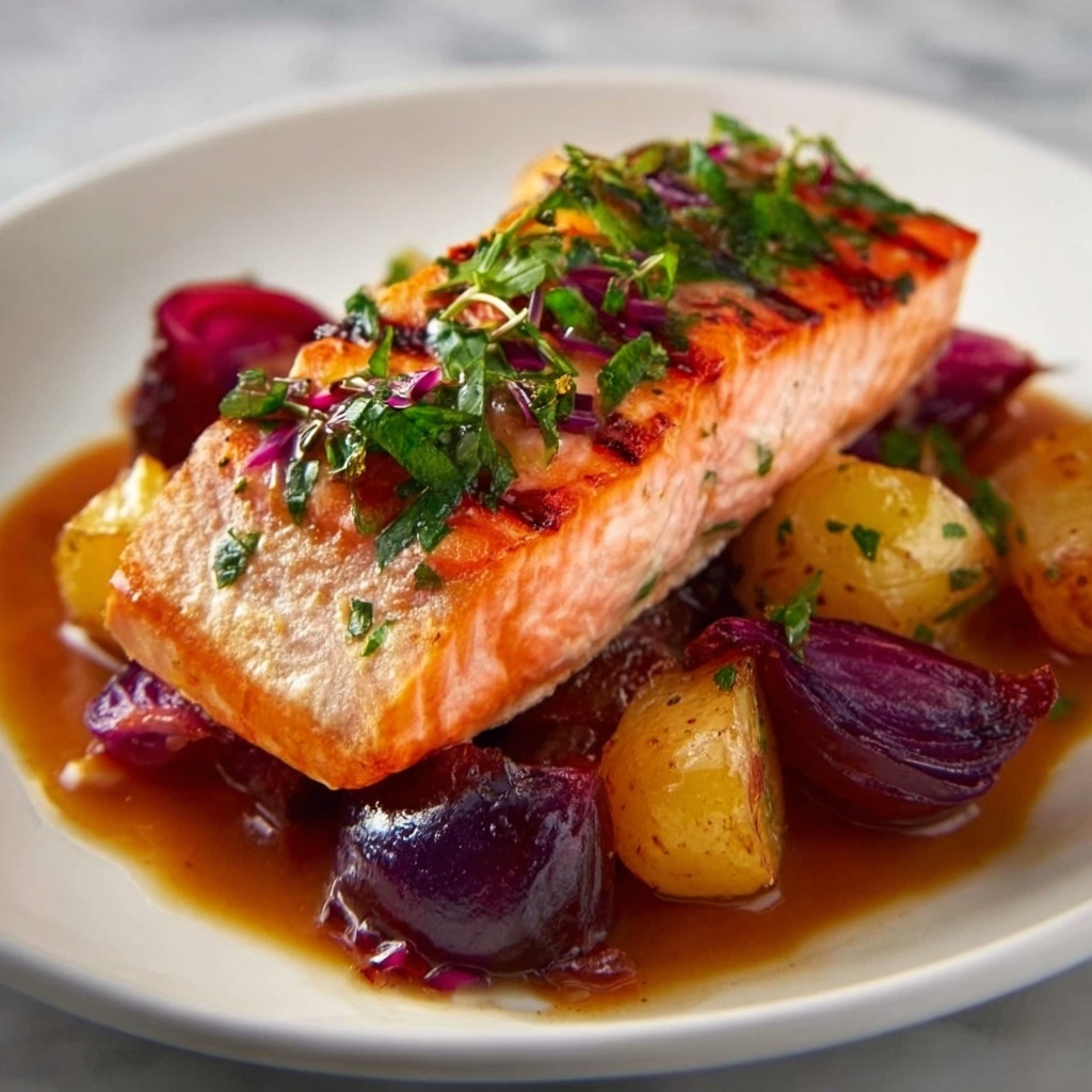 Salmon with Radicchio and Anchovy Sauce Recipe - Recipe Image