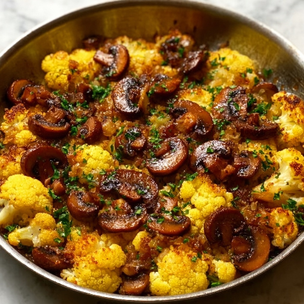Garlic Mushrooms Cauliflower Skillet Recipe - Recipe Image