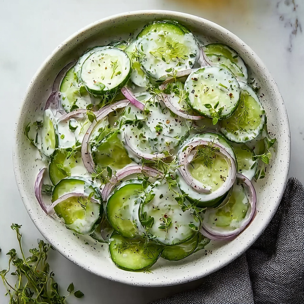 Creamy Cucumber Salad with Dill and Red Onion Recipe - Recipe Image