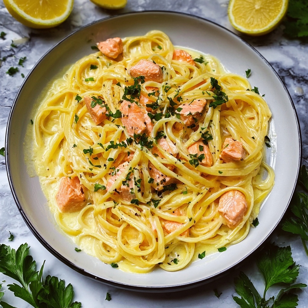 Zesty Lemon Butter Salmon Pasta Recipe - Recipe Image