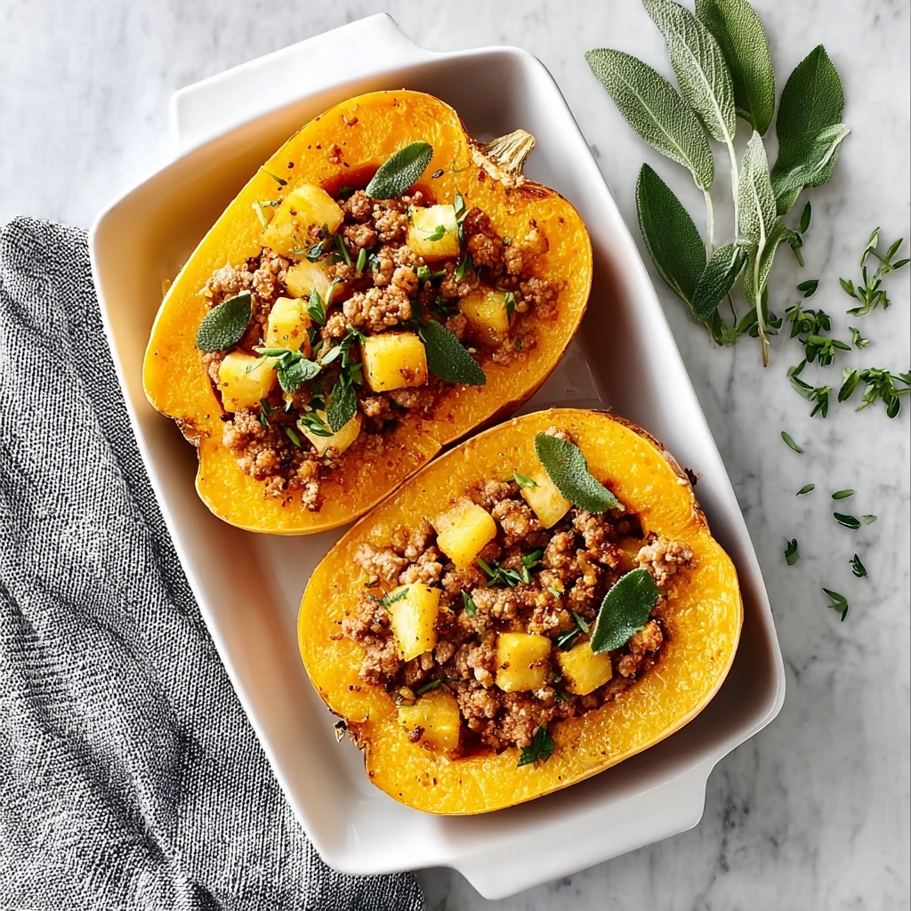 Apple Sausage Stuffed Butternut Squash Recipe - Recipe Image