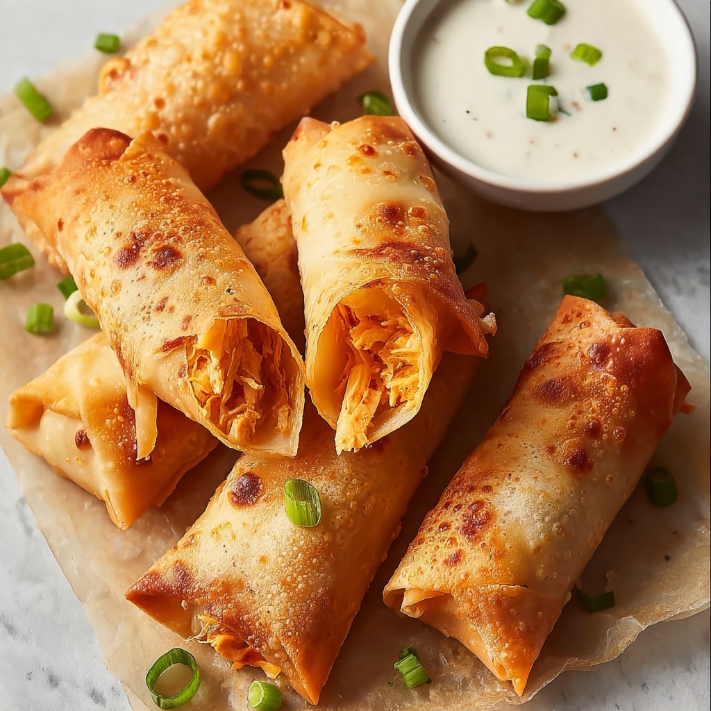 Crispy Oven-Baked Buffalo Chicken Egg Rolls Recipe - Recipe Image