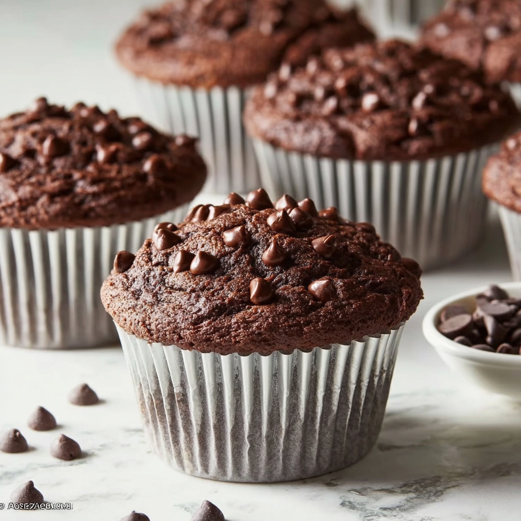 Double Chocolate Banana Muffins Recipe - Recipe Image