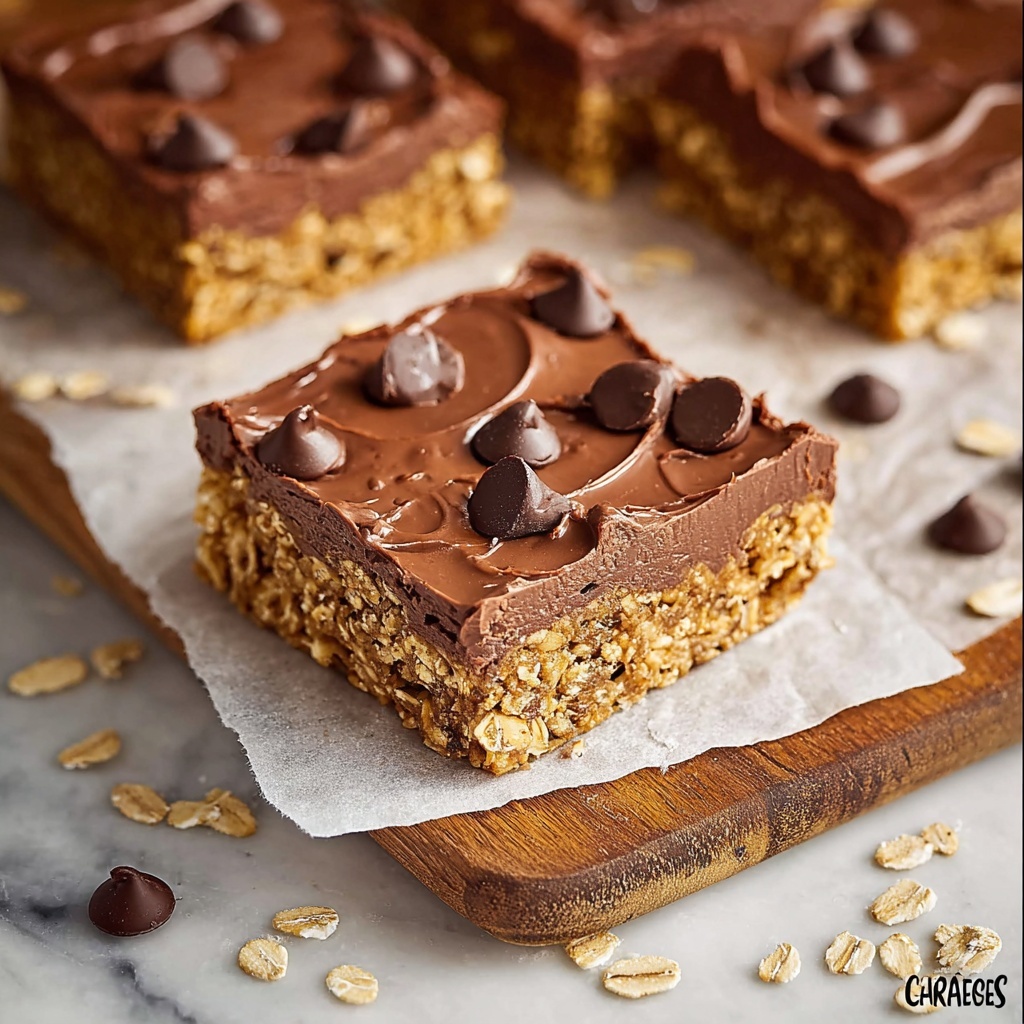 No-Bake Chocolate Oatmeal Cookie Bars Recipe - Recipe Image