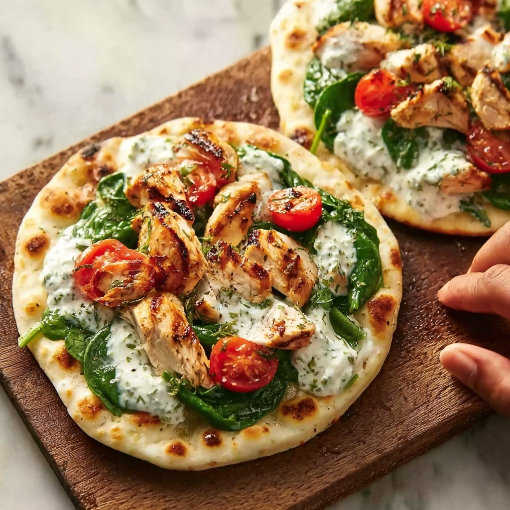 Tzatziki Chicken & Veggie Naan Pizza Recipe - Recipe Image