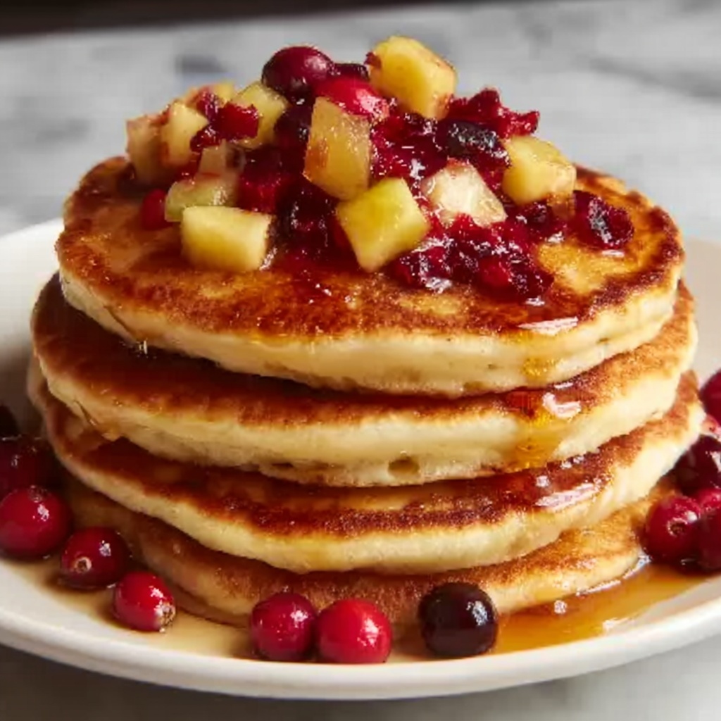 Spiced Cranberry Apple Pancakes Recipe - Recipe Image