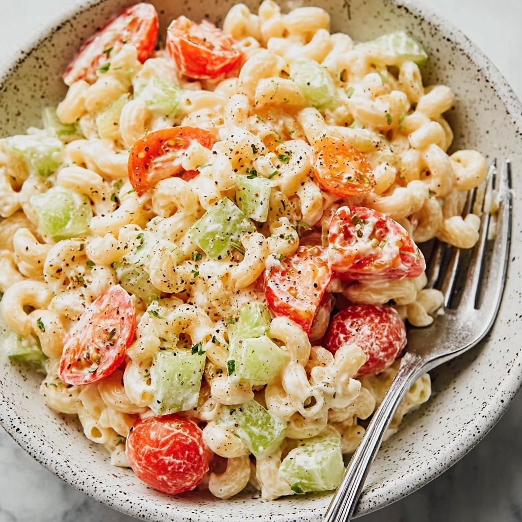 Delicious Summer Macaroni Salad with Tomatoes Recipe - Recipe Image