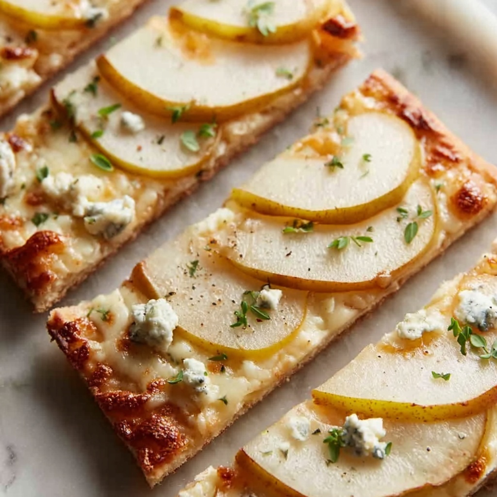 Pear and Gorgonzola Flatbread with Honey, Walnuts, and Arugula Recipe - Recipe Image