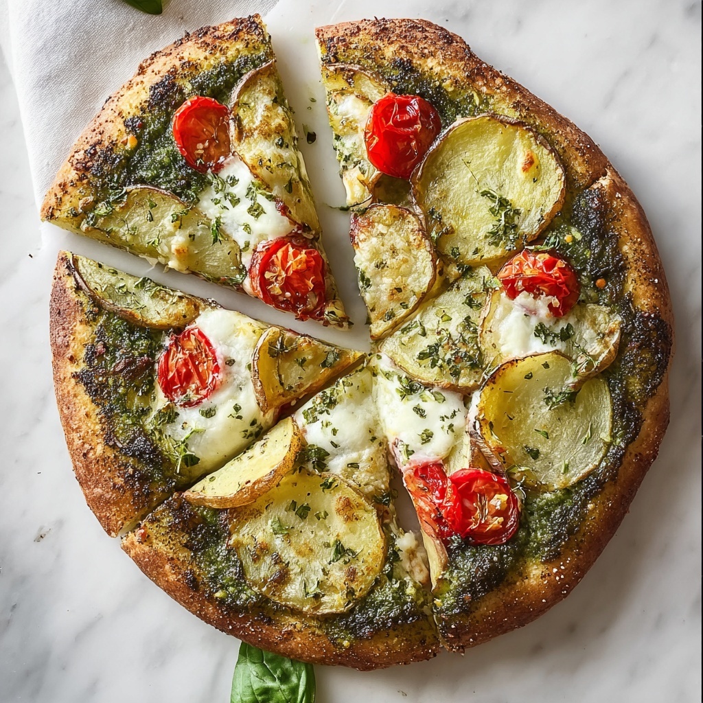 Vegan Pesto Stuffed Crust Pizza with Yukon Gold Potatoes Recipe - Recipe Image