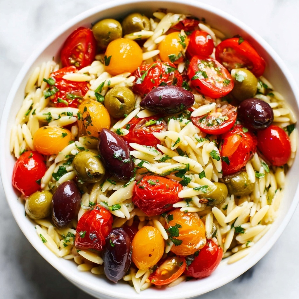 Orzo Pasta Salad with Cherry Tomatoes, Artichokes, Kalamata Olives, and Chicken Recipe - Recipe Image