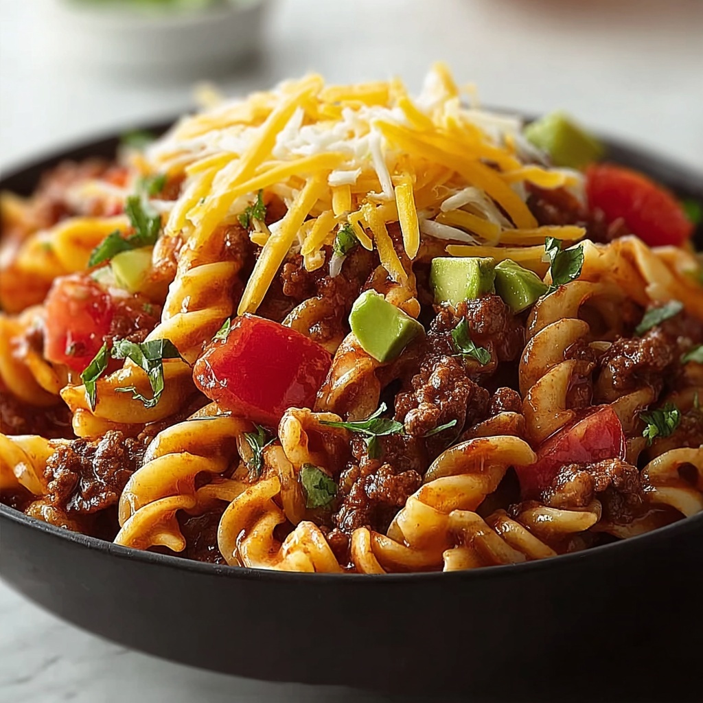 Cheesy Beef Taco Pasta Recipe - Recipe Image