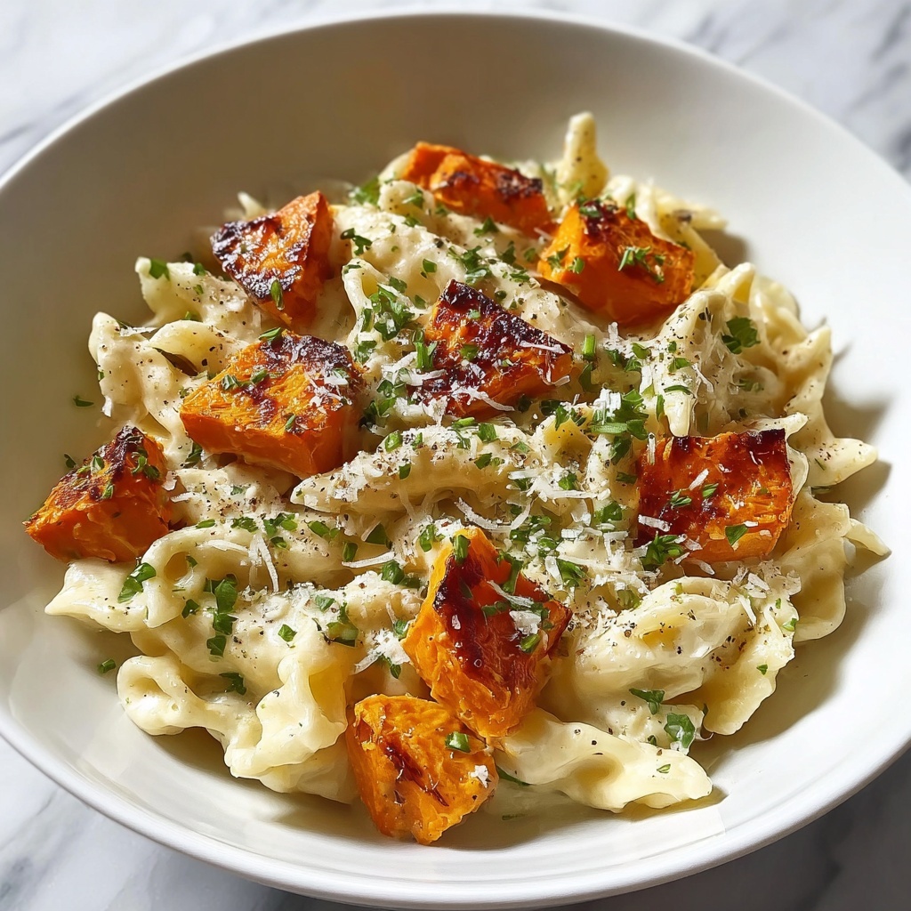 Butternut Squash Pasta with Creamy Garlic Sauce Recipe - Recipe Image