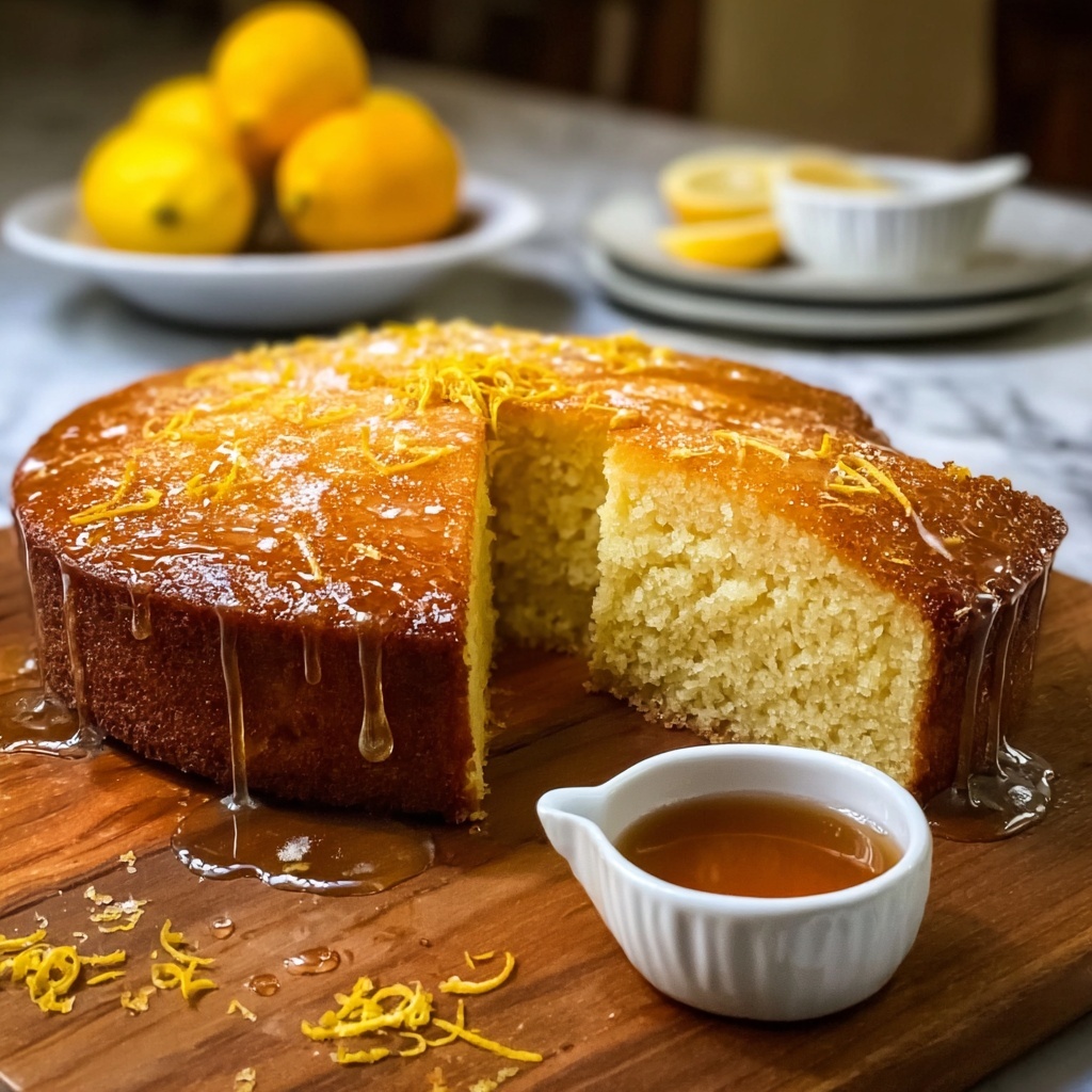 Semolina Cake with Yogurt and Lemon Zest Drizzle Recipe - Recipe Image