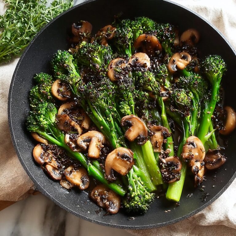 Roasted Broccolini with Mushrooms in Balsamic Bliss Recipe