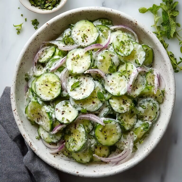 Creamy Cucumber Salad with Dill and Red Onion Recipe