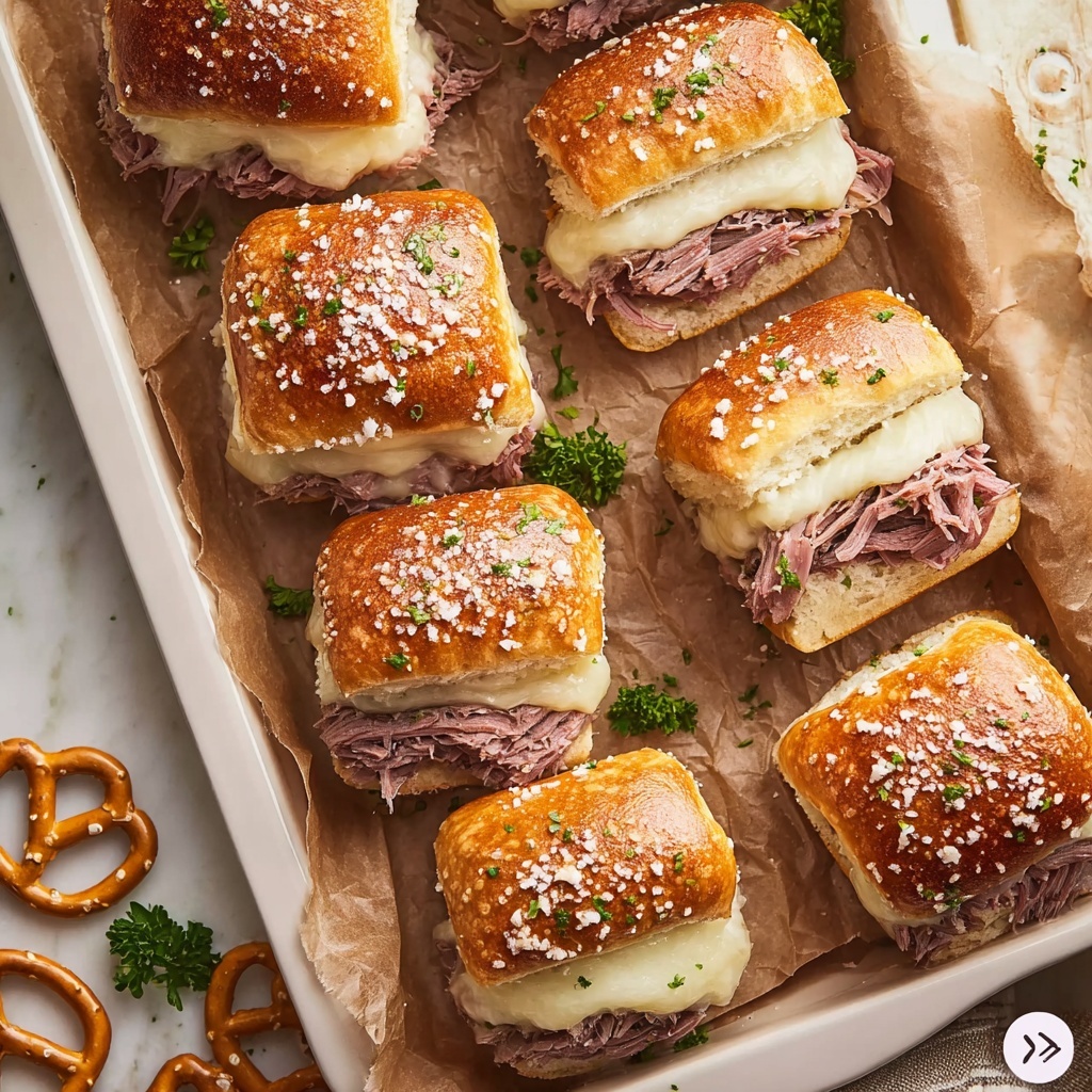 Irresistible Reuben Pretzel Sliders for Game Day Fun Recipe - Recipe Image
