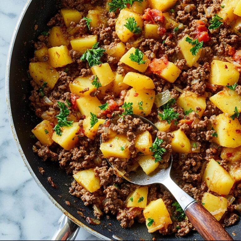 Ground Beef and Potato Skillet with Cheddar and Green Onions Recipe