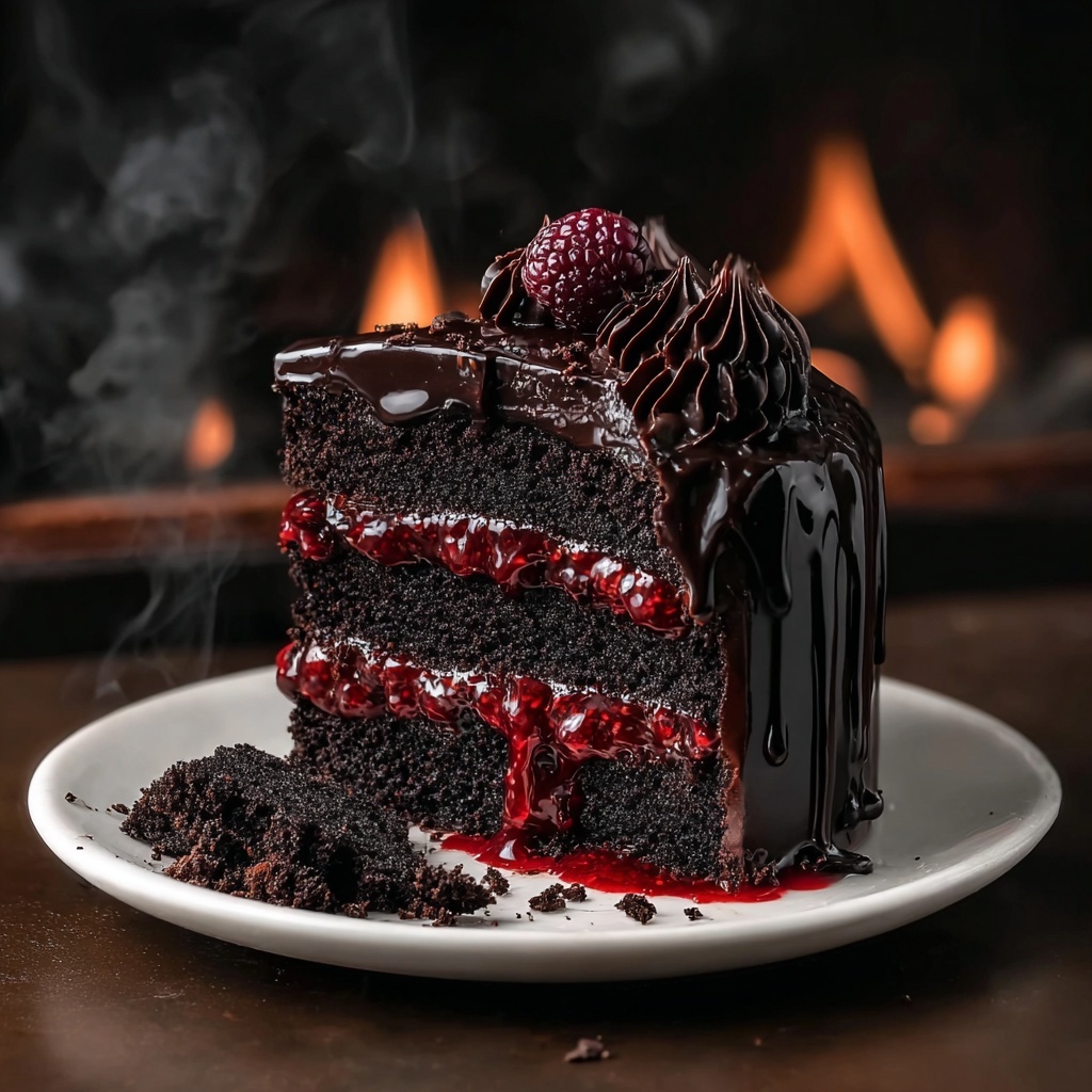 Black Velvet Halloween Cake with Blackberry Bliss Recipe - Recipe Image