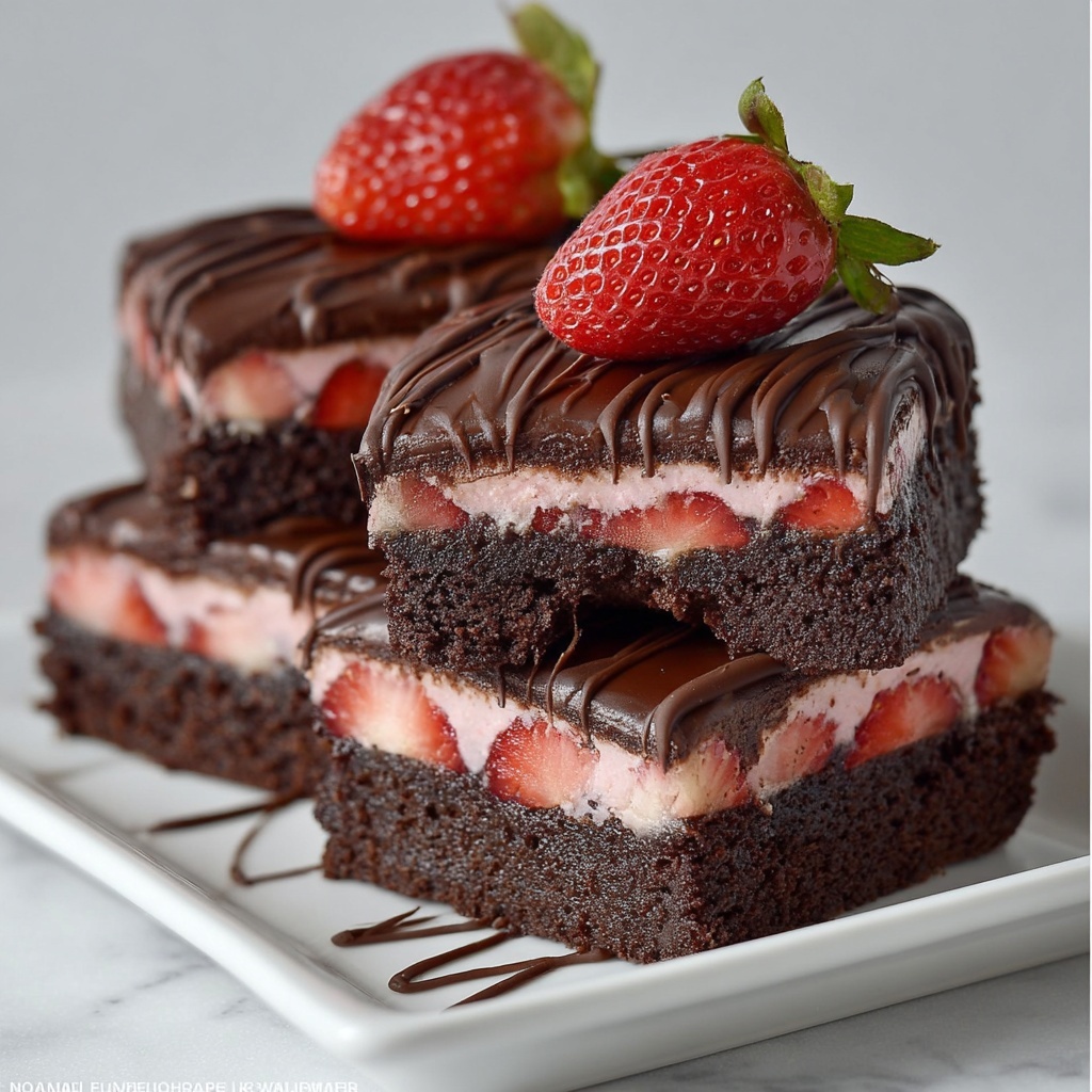 Chocolate Covered Strawberry Brownies Recipe - Recipe Image